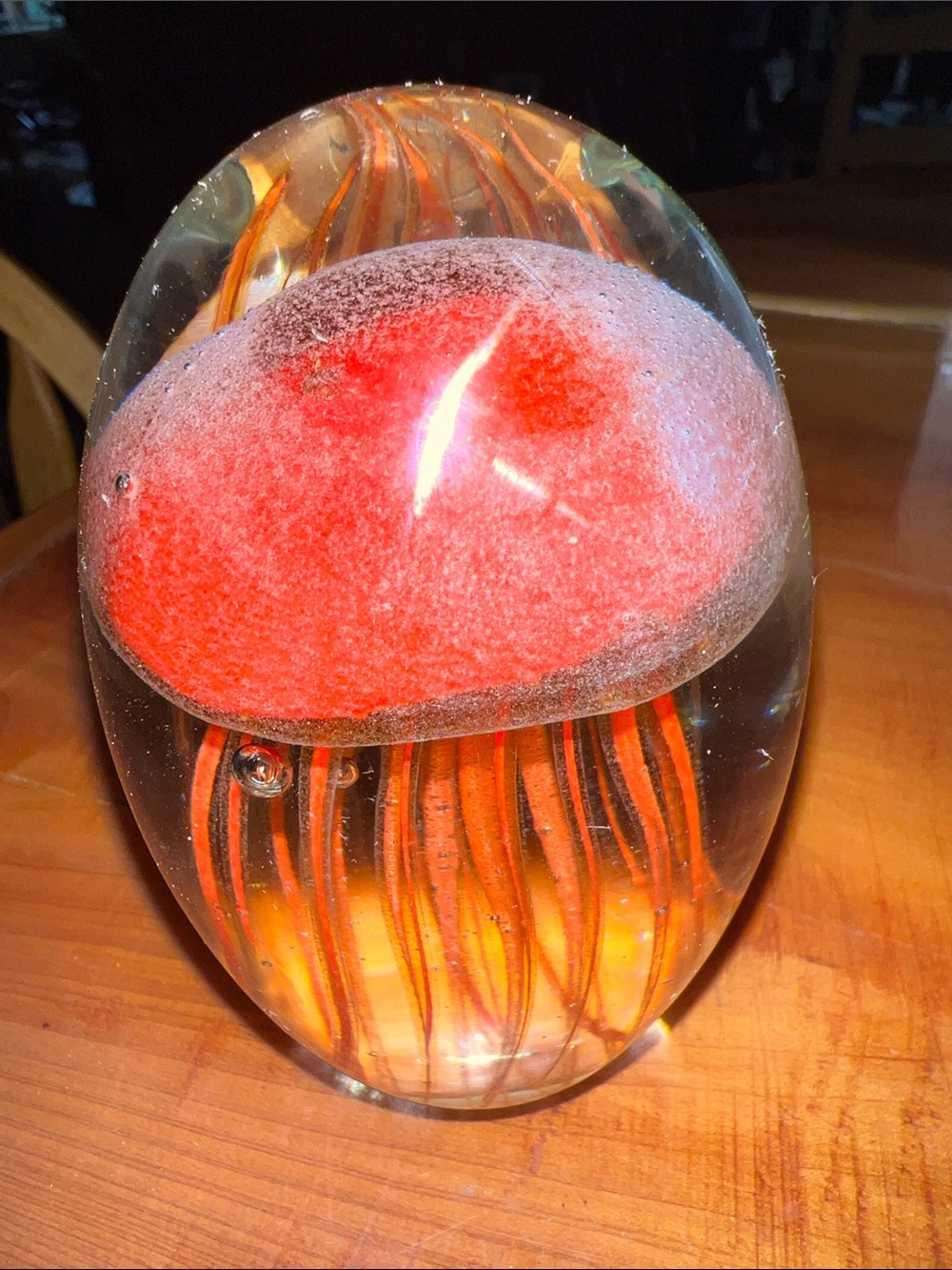 Vintage Handmade Dynasty Gallery Art Glass Jellyfish Paperweight 4"